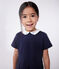 Vestido infantil liso de algodón de manga corta azul SMOKING