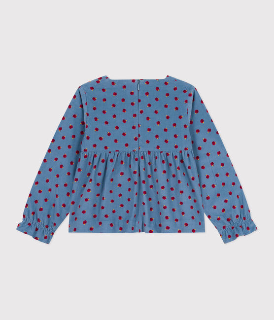 Blusa infantil estampada de pana de manga larga azul ADRIATIC/ MULTICO