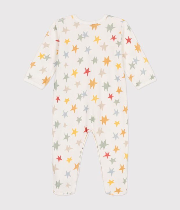 Pijama de terciopelo con estampado de estrellas para beb&eacute; blanco/multicolor