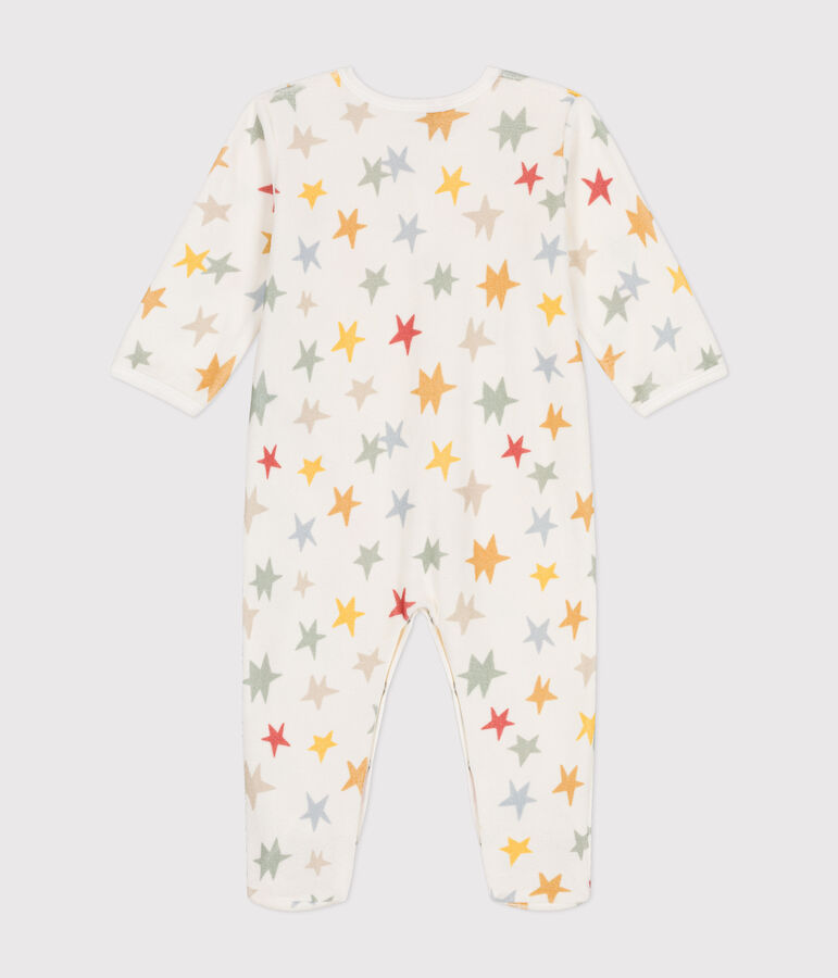 Pijama de terciopelo con estampado de estrellas para beb&eacute; blanco/multicolor