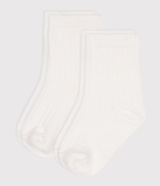 2 PARES DE CALCETINES BEBÉ DE ALGODÓN BLANCO LISO variante 1