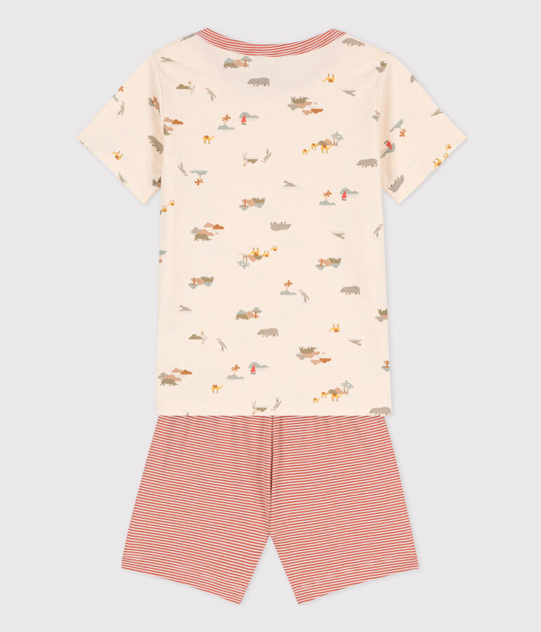 Pijama corto de algod&oacute;n con animales para ni&ntilde;o/ni&ntilde;a crudo/multicolor