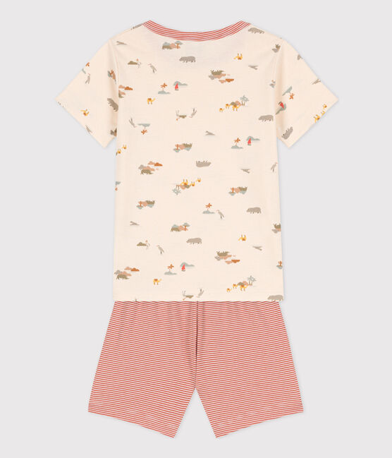 Pijama corto de algodón con animales para niño/niña blanco AVALANCHE/ MULTICO