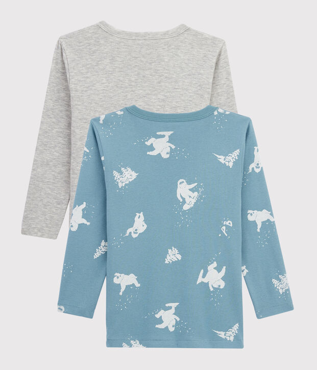 Juego de 2 camisetas de manga larga con estampado de yeti de ni&ntilde;o peque&ntilde;o multicolor