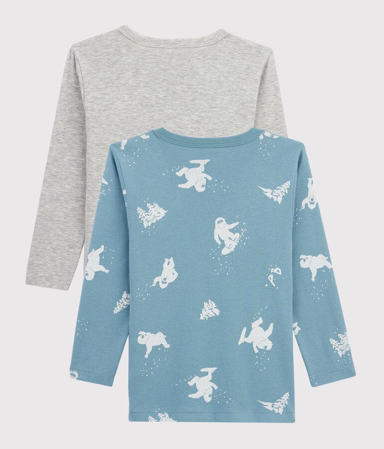 Juego de 2 camisetas de manga larga con estampado de yeti de ni&ntilde;o peque&ntilde;o multicolor