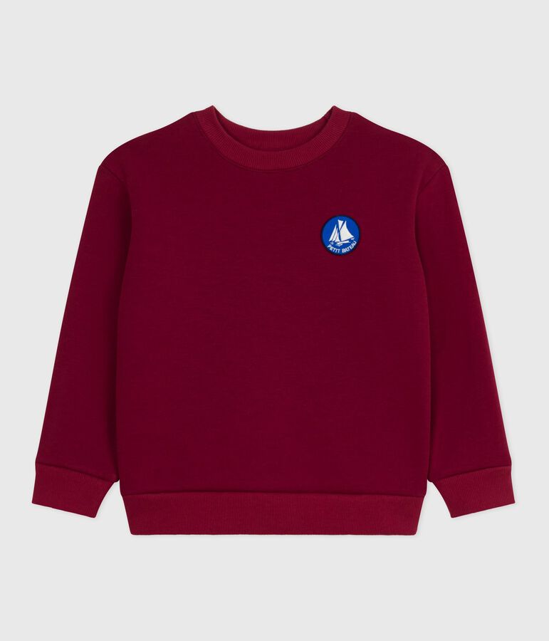 Sudadera infantil lisa de algod&oacute;n rojo