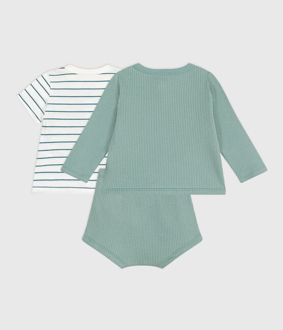 Conjunto de tres piezas de algodón y camiseta a rayas con limón para recién nacido PAUL/ MULTICO