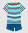 Pijama corto a rayas de niño de algodón MALLARD/ MARSHMALLOW
