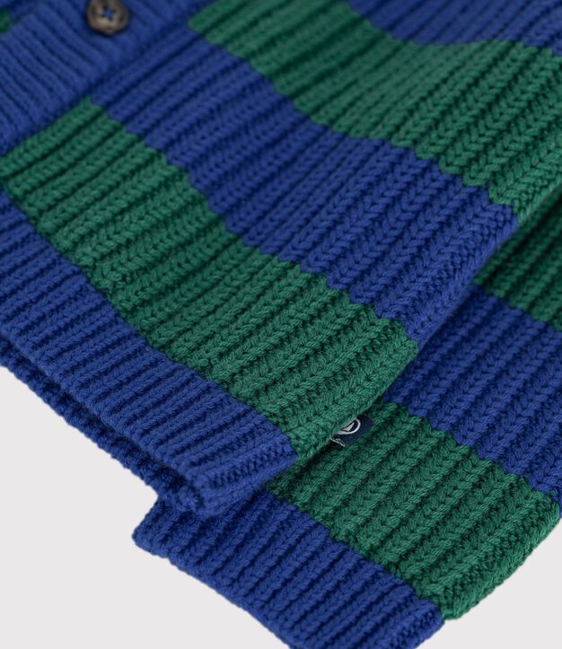 C&aacute;rdigan tricotado de lana y algod&oacute;n a rayas para beb&eacute; multicolor/verde