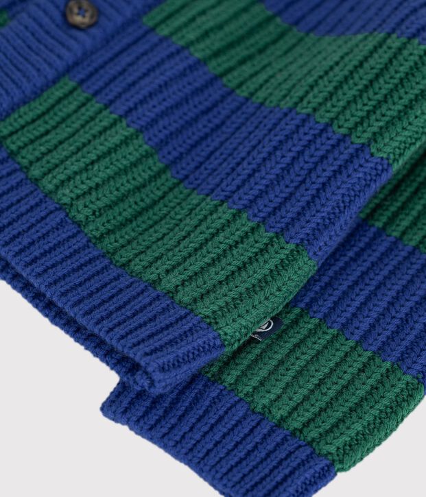 C&aacute;rdigan tricotado de lana y algod&oacute;n a rayas para beb&eacute; multicolor/verde