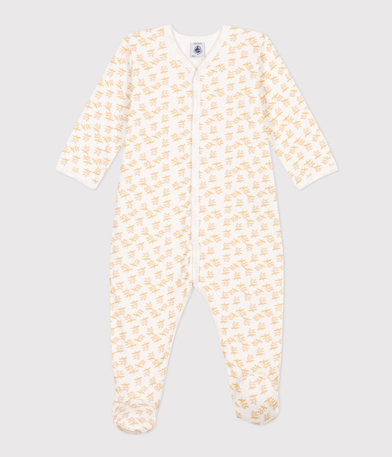 Pijama de t&uacute;bico con flores para beb&eacute; blanco MARSHMALLOW/blanco MULTICO