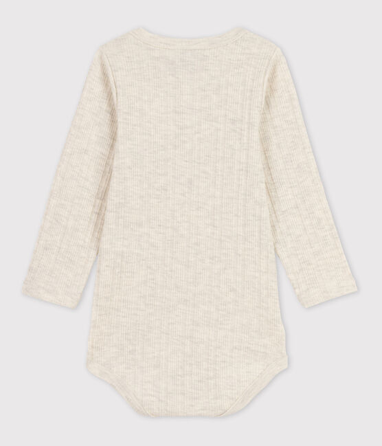Bodi de manga larga con cuello tunecino de algodón de bebé beige MONTELIMAR CHINE