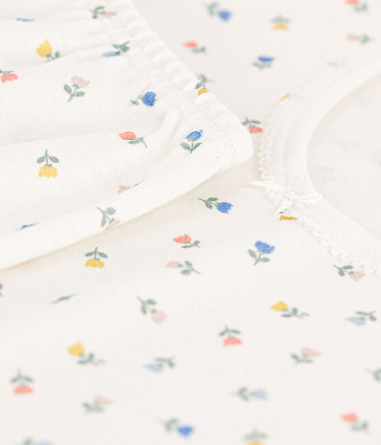 Pijama de algodón corto y ajustado para niña blanco MARSHMALLOW/blanco MULTICO