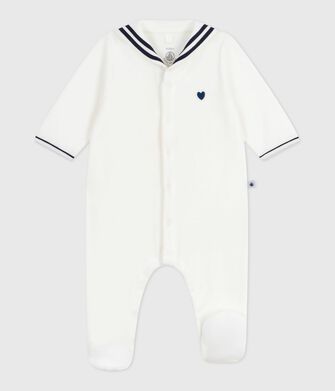 Pijama de beb&eacute; de Terciopelo liso con cuello tipo vareuse