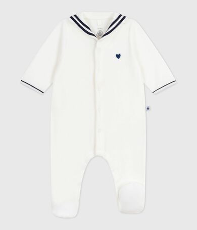 Pijama de beb&eacute; de Terciopelo liso con cuello tipo vareuse