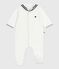 Pijama de terciopelo con cuello de uniforme para bebé blanco MARSHMALLOW