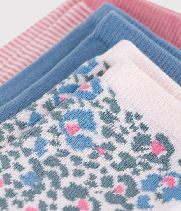 3 pares de calcetines infantiles de algod&oacute;n con estampado de leopardo multicolor