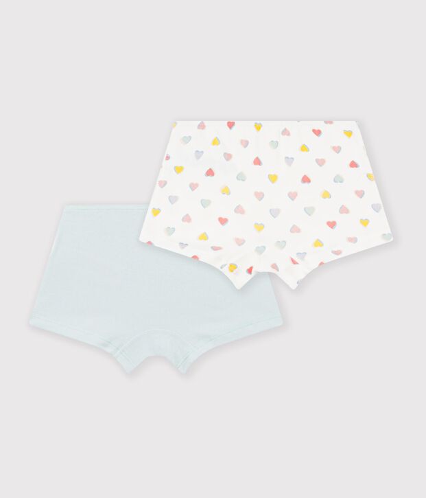 Juego de culottes infantiles largos de algod&oacute;n con corazones multicolor