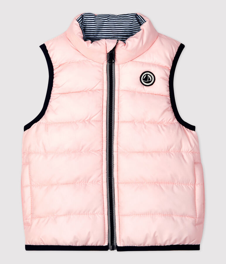 Chaqueta alcolchada para beb&eacute;, reversible, sin mangas y de poli&eacute;ster reciclado rosa