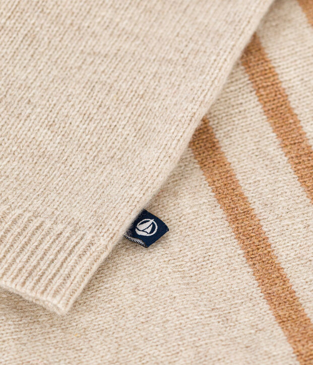 C&aacute;rdigan de punto tricotado con lana crudo/marron