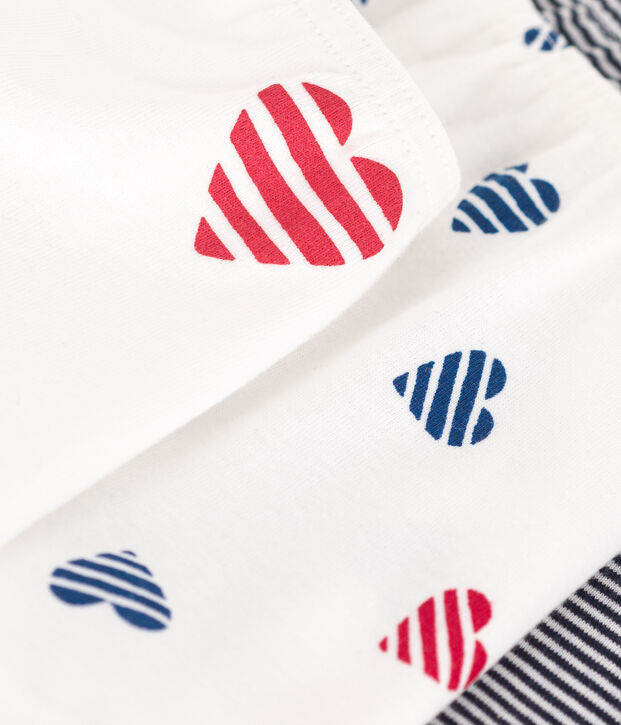 Juego de 3 culottes infantiles largos de algod&oacute;n con estampado de corazones multicolor