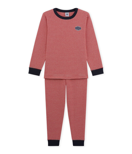 Pijama milrayas para niño rojo FROUFROU/beige COQUILLE