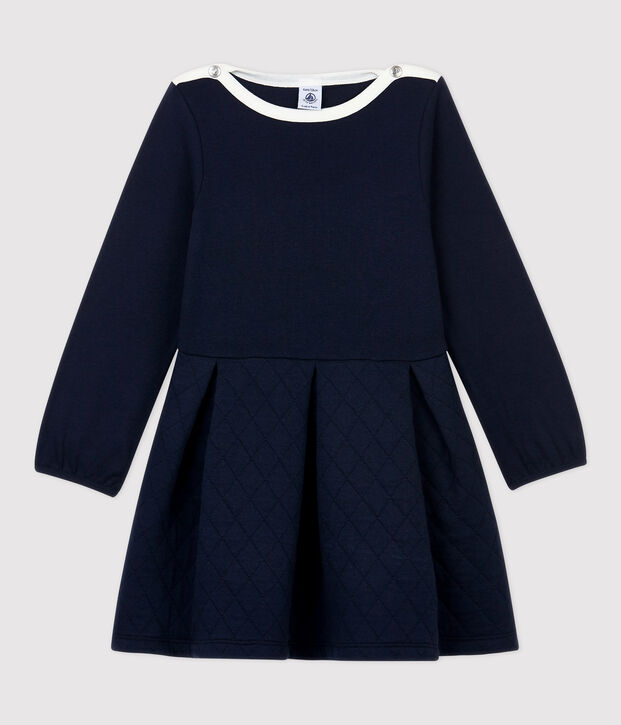 Vestido de manga larga de algod&oacute;n y tejido t&uacute;bico de ni&ntilde;a SMOKING
