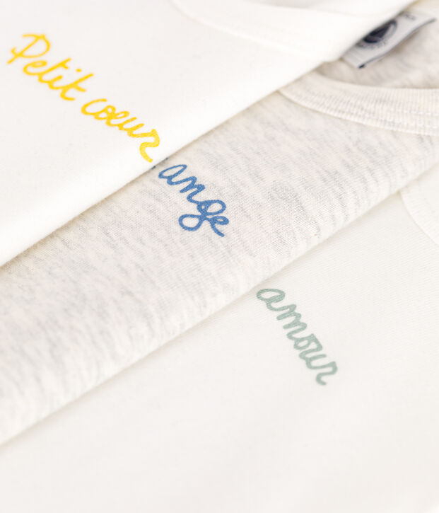 Juego de 3 bodis sin mangas lisos de algod&oacute;n para beb&eacute; multicolor