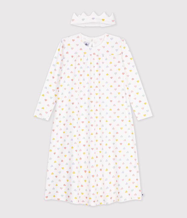 Camis&oacute;n disfraz de princesa y diadema infantil de algod&oacute;n blanco/multicolor