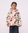 Chaqueta infantil de borreguito con flores y capucha crudo/multicolor