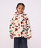 Chaqueta infantil de borreguito con flores y capucha crudo/multicolor