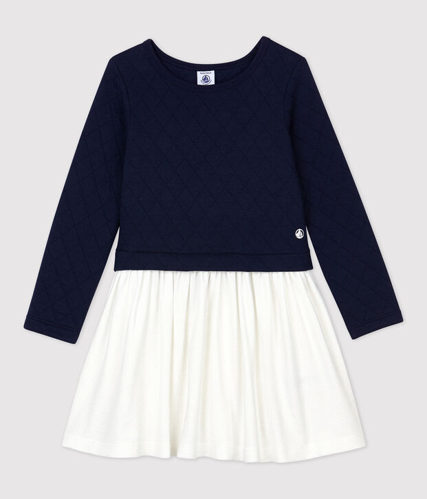 Vestido de manga larga de mulet&oacute;n de ni&ntilde;a azul/multicolor
