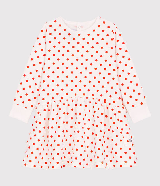 Vestido de muletón de bebé. blanco MARSHMALLOW/ CAROTTE