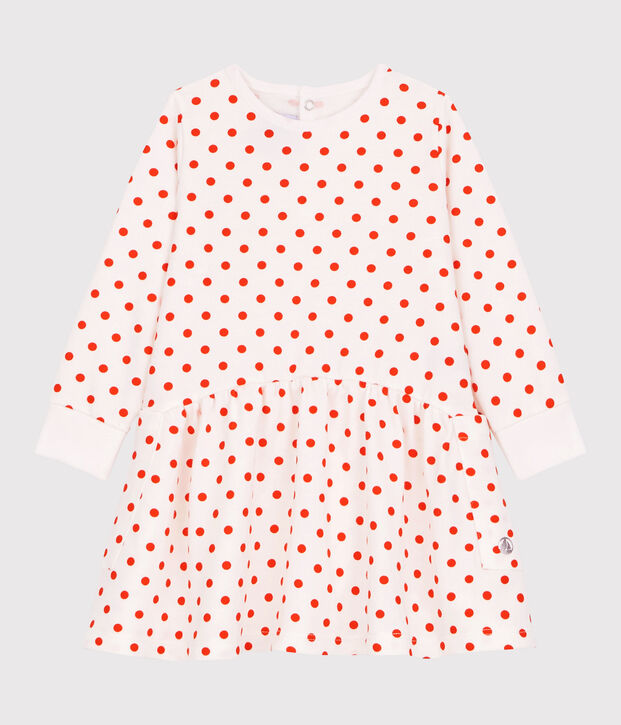 Vestido de mulet&oacute;n de beb&eacute;. blanco/naranja