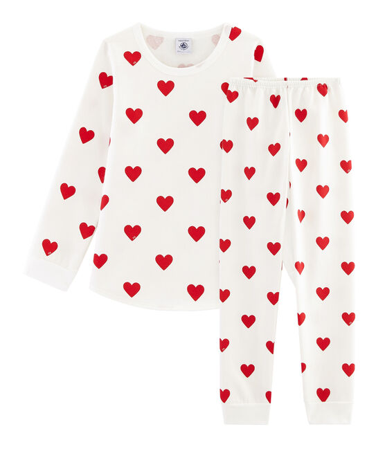 Pijama de felpa para niña-niño blanco MARSHMALLOW/rojo TERKUIT