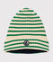 Gorro infantil de punto tricotado con forro polar a rayas verde AVALANCHE/ JARDIN