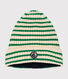 Gorro infantil de punto tricotado con forro polar a rayas