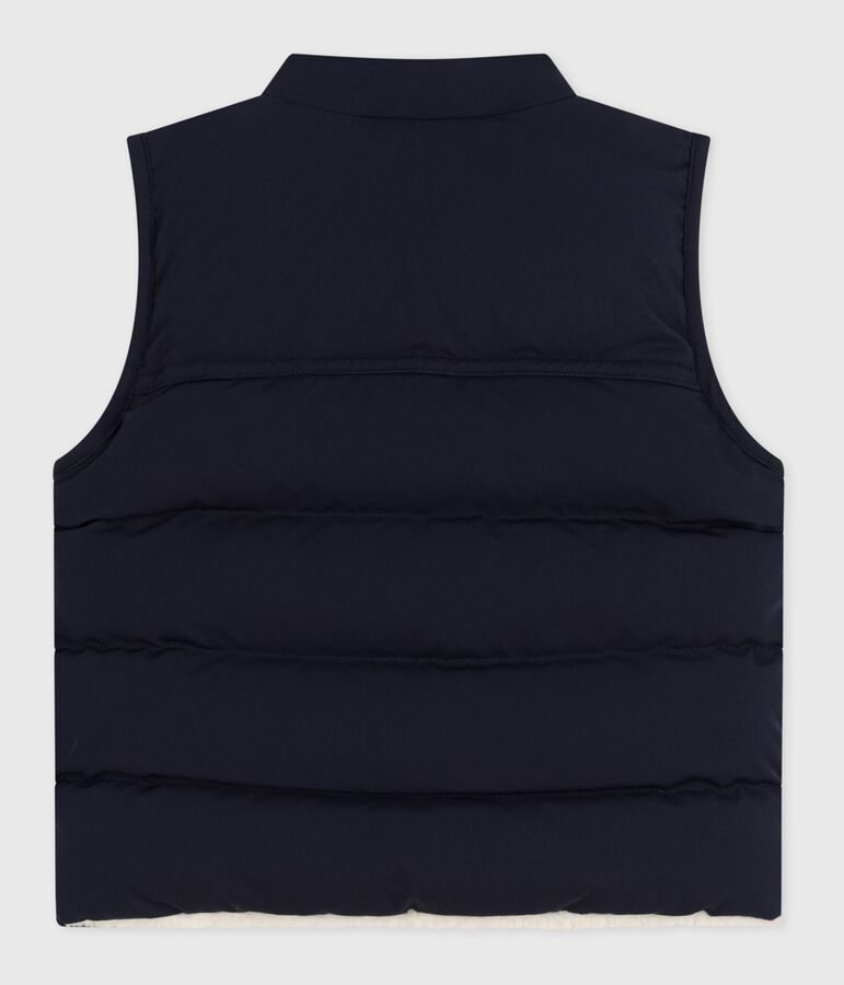 Plum&iacute;fero sin mangas reversible para beb&eacute; azul/crudo