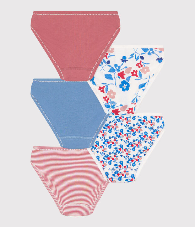 Juego de 5 braguitas infantiles de algod&oacute;n con flores multicolor