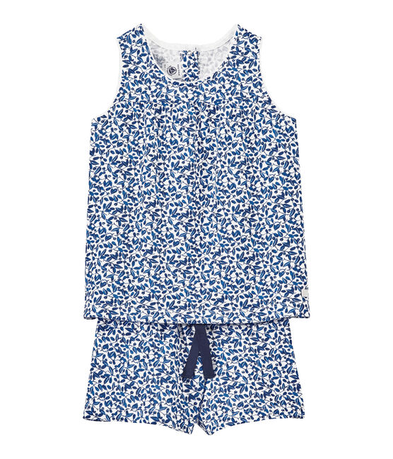 Pijama corto en jersey ligero estampado para niña blanco ECUME/blanco MULTICO