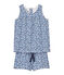 Pijama corto en jersey ligero estampado para niña blanco ECUME/blanco MULTICO