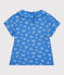 Camiseta de manga corta de algodón de niña azul BRASIER/gris MARSHMALLOW