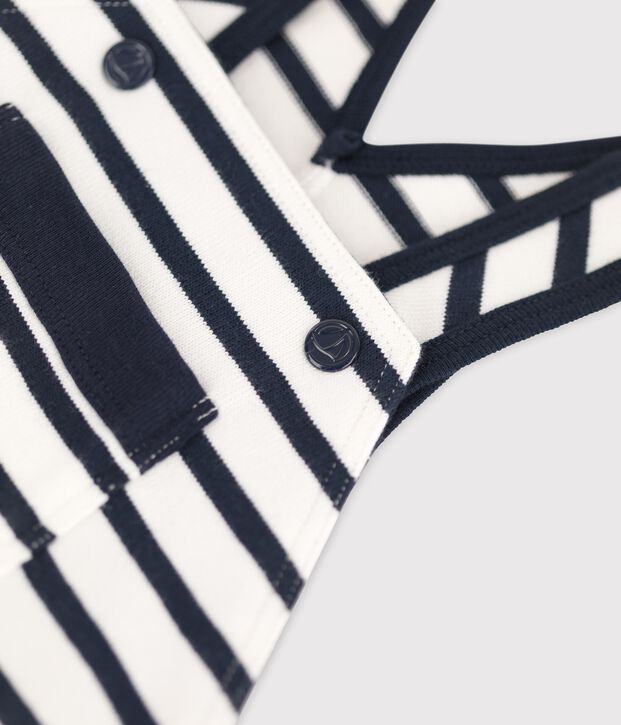 Peto largo de jersey ecol&oacute;gico para beb&eacute; blanco/azul