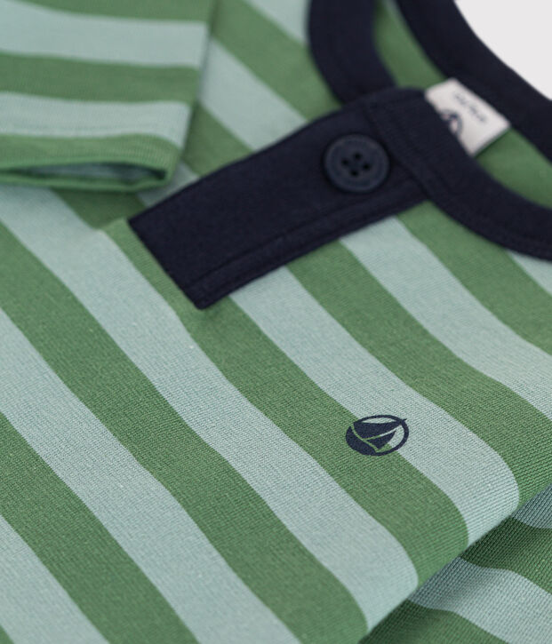 Camiseta de manga larga de punto fino para beb&eacute; verde/verde