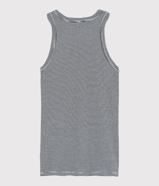 Camiseta de tirantes emblemática de algodón de mujer azul SMOKING/blanco MARSHMALLOW