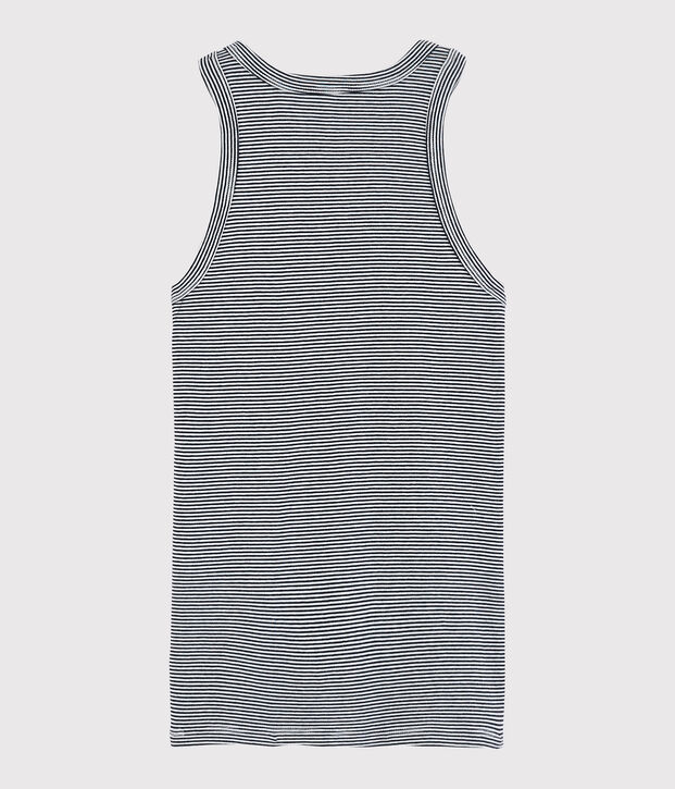 Camiseta de tirantes emblem&aacute;tica de algod&oacute;n de mujer azul/blanco