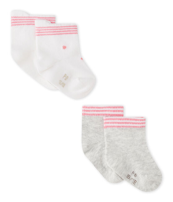 Lote de 2 pares de calcetines bebé mixtos blanco LOT