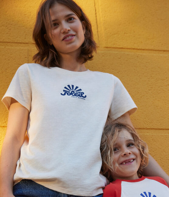 Camiseta La Recta de algodón con cuello redondo para mujer crudo AVALANCHE