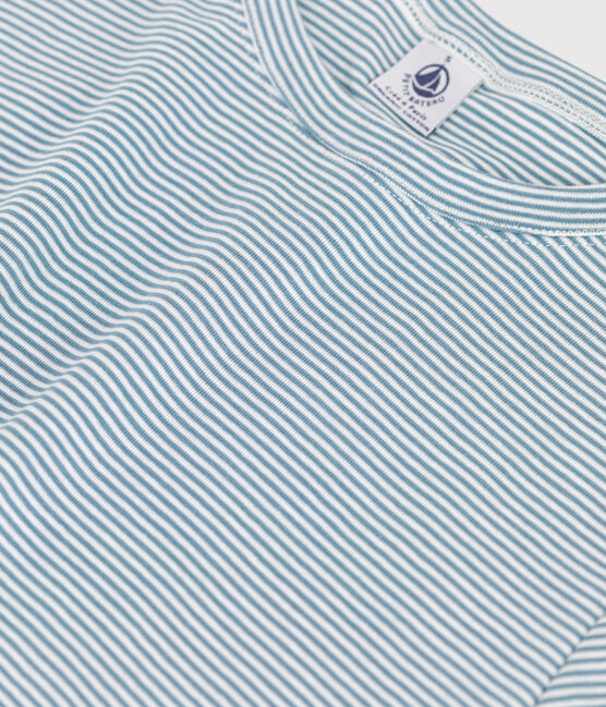 Camiseta L'ICONIQUE con cuello redondo de algodón orgánico de mujer azul ROVER/blanco MARSHMALLOW