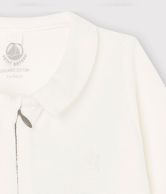 Pelele de terciopelo de algodón orgánico de bebé blanco MARSHMALLOW